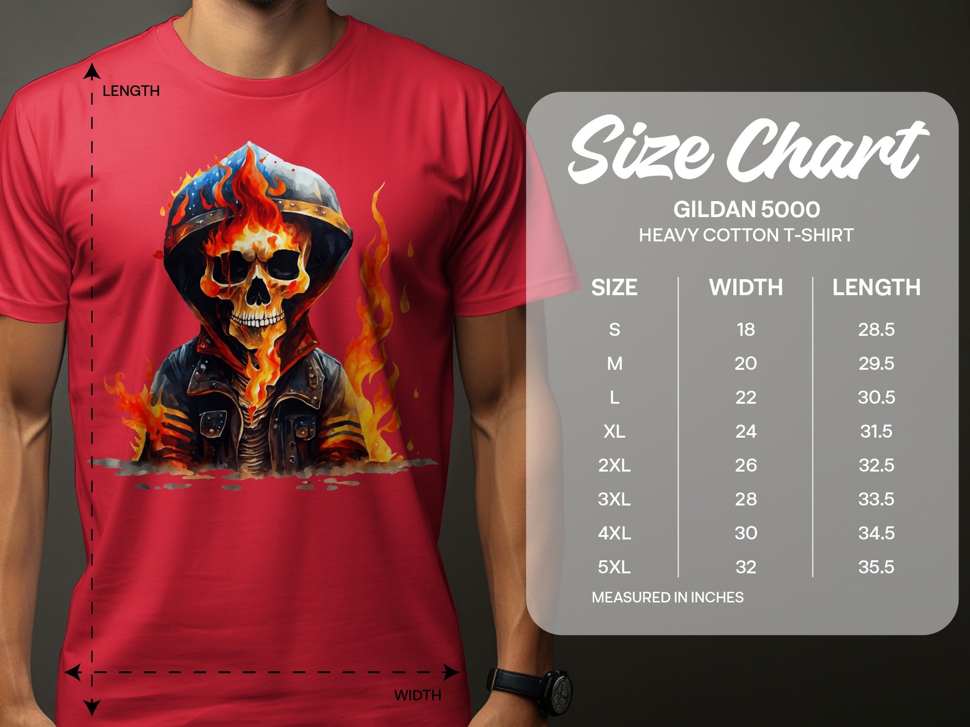 Fiery Skull with Hood Graphic Tee