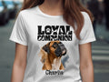 Graphic tee with boxer dog art and the text "Loyal Companion".