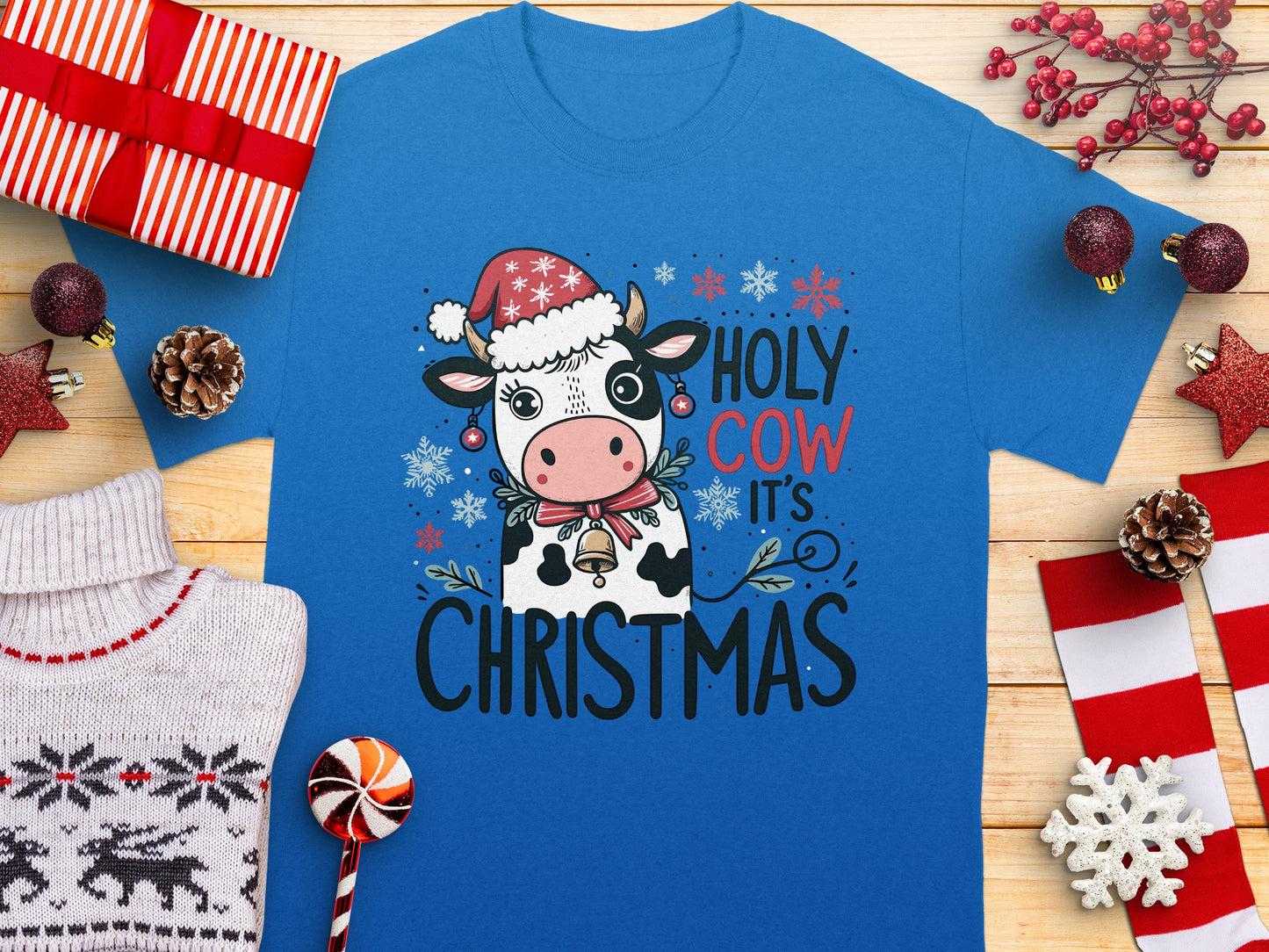 Holy Cow It's Christmas Graphic T-Shirt