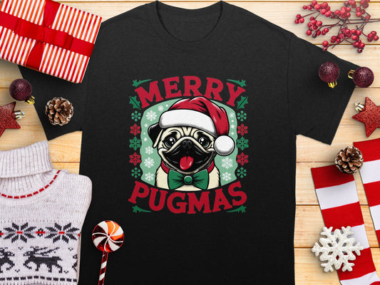 Merry Pugmas Christmas Themed T-Shirt