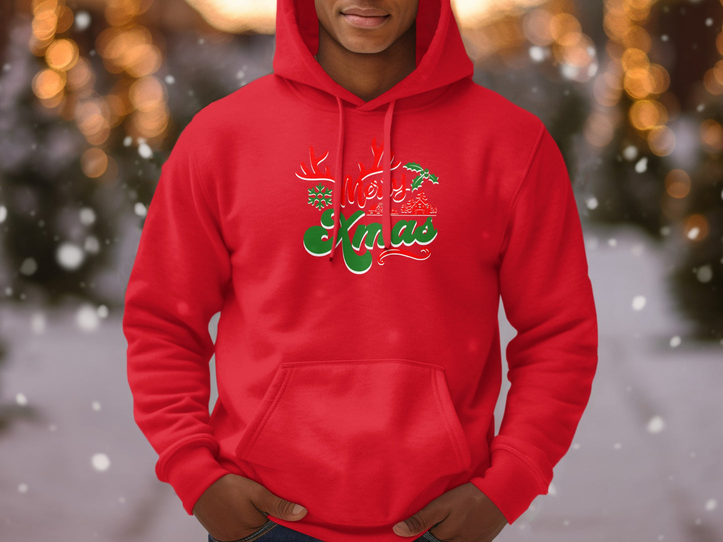 Festive Red Hoodie with Merry Xmas Design product
