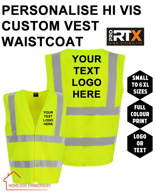 PERSONALISE HI VIS CUSTOM VEST WAISTCOAT