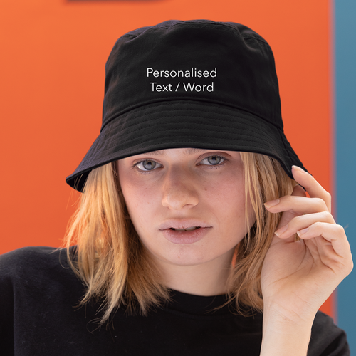 Embroidered Unisex Bucket hat, Personalized hat, Bespoke Text Design Custom Item