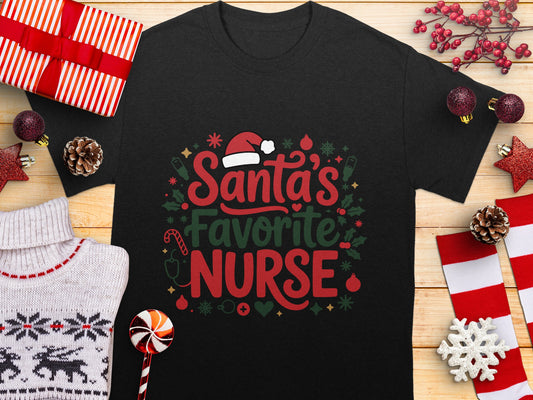 Santa's Favorite Nurse Christmas T-shirt