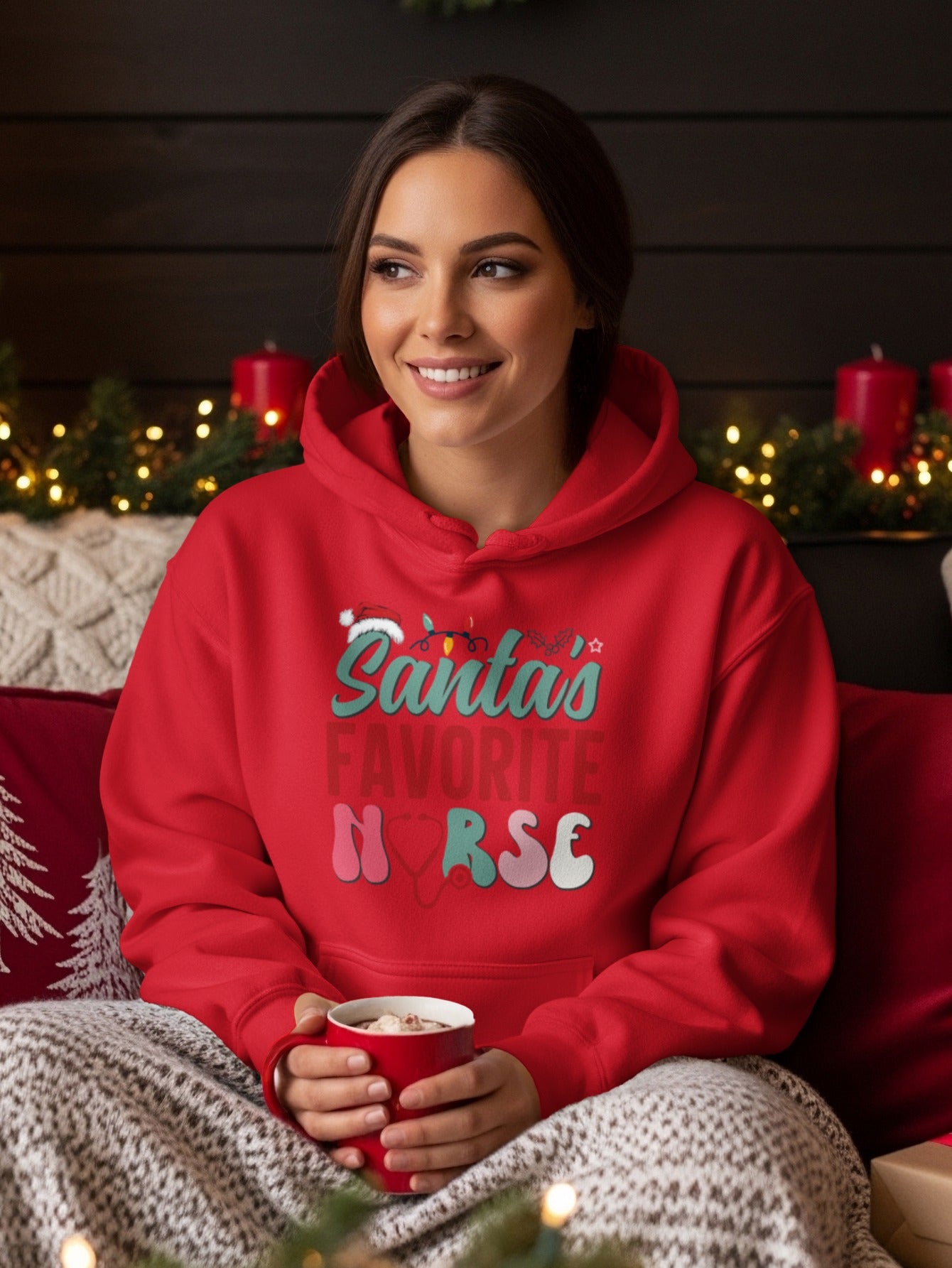 Santa's Favorite Nurse Hoodie Christmas Gift