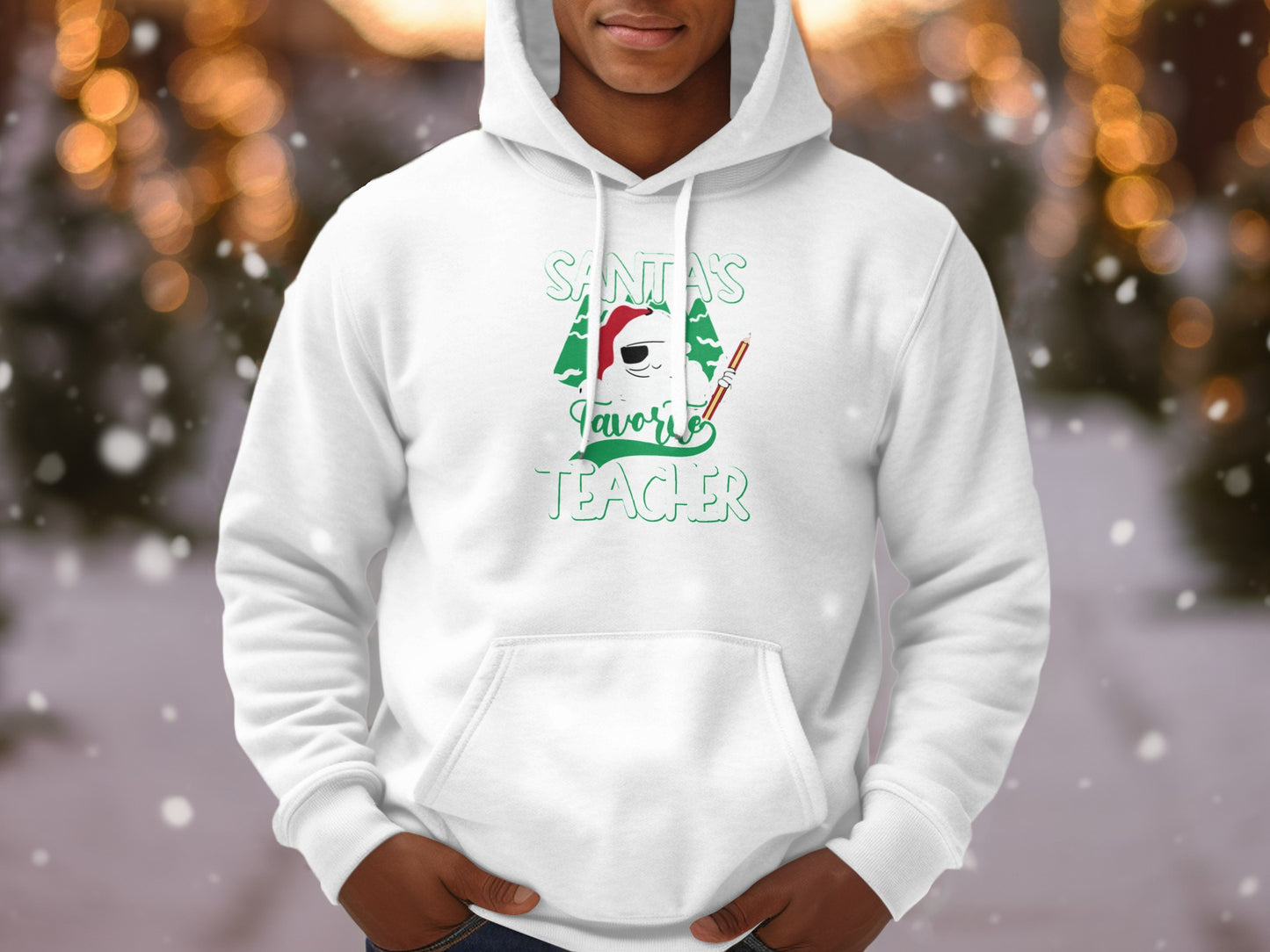 Festive Santas Favorite Teacher Hoodie Holiday Apparel