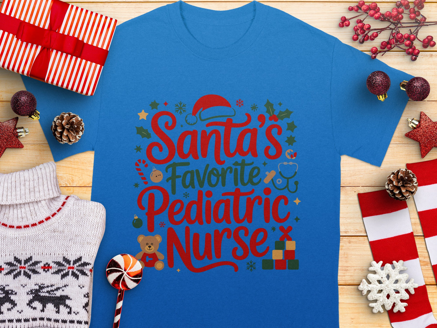 Santa's Favorite Pediatric Nurse Festive Shirt