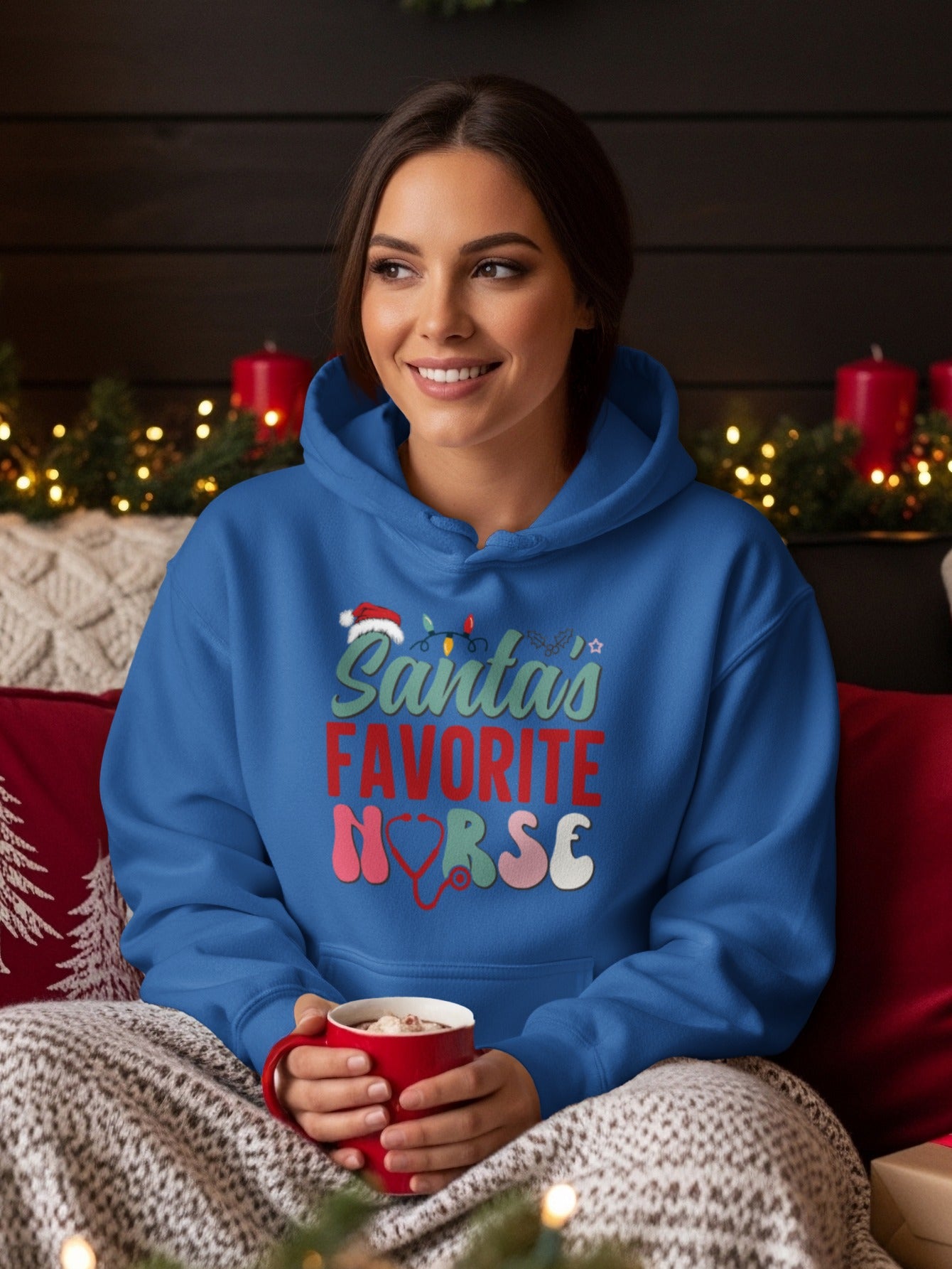 Santa's Favorite Nurse Festive Hoodie for Holiday Season