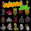Calligram art with characters and text, digital download.
