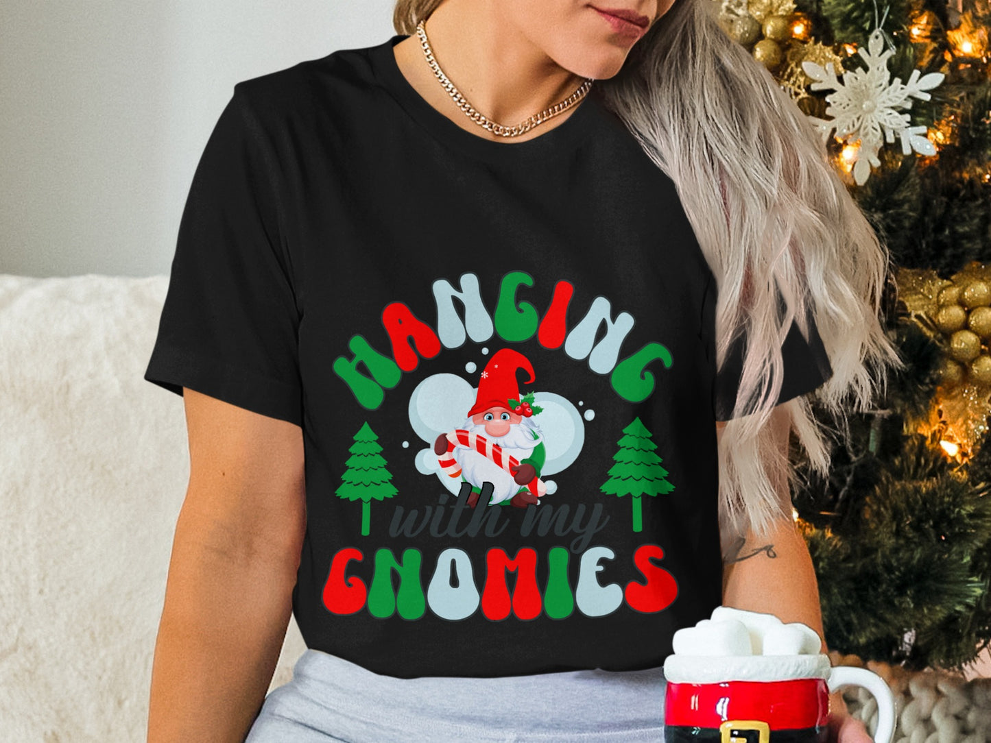 Hanging With My Gnomies Festive Christmas T-shirt