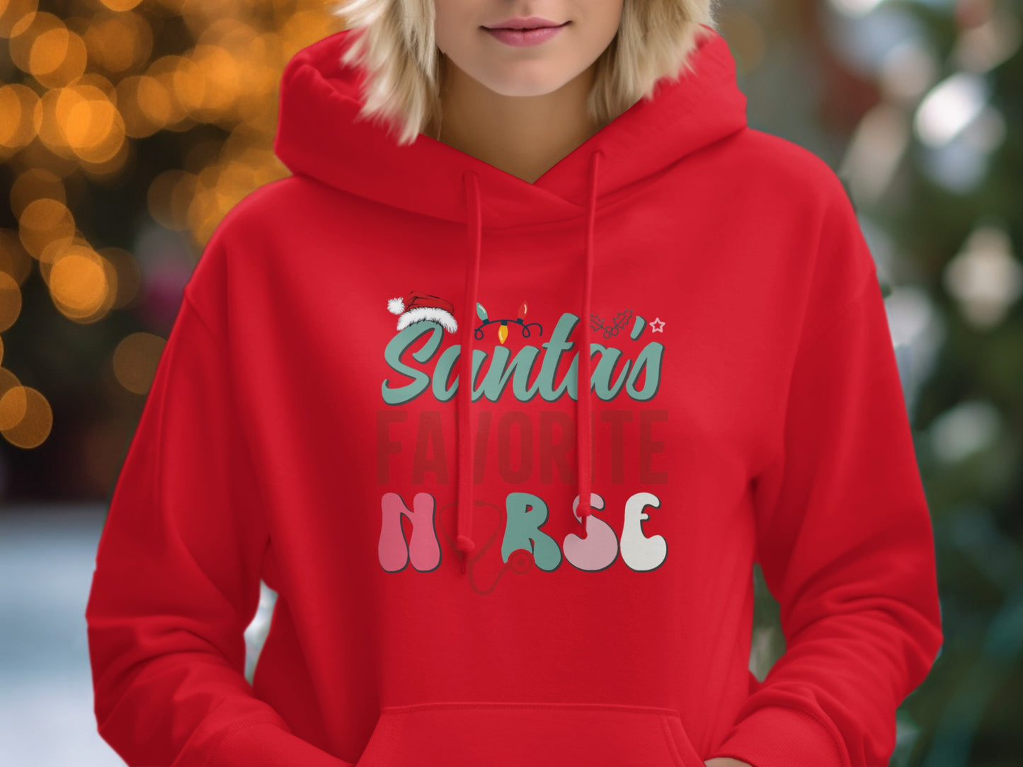 Santa's Favorite Nurse Red Hoodie Christmas Gift