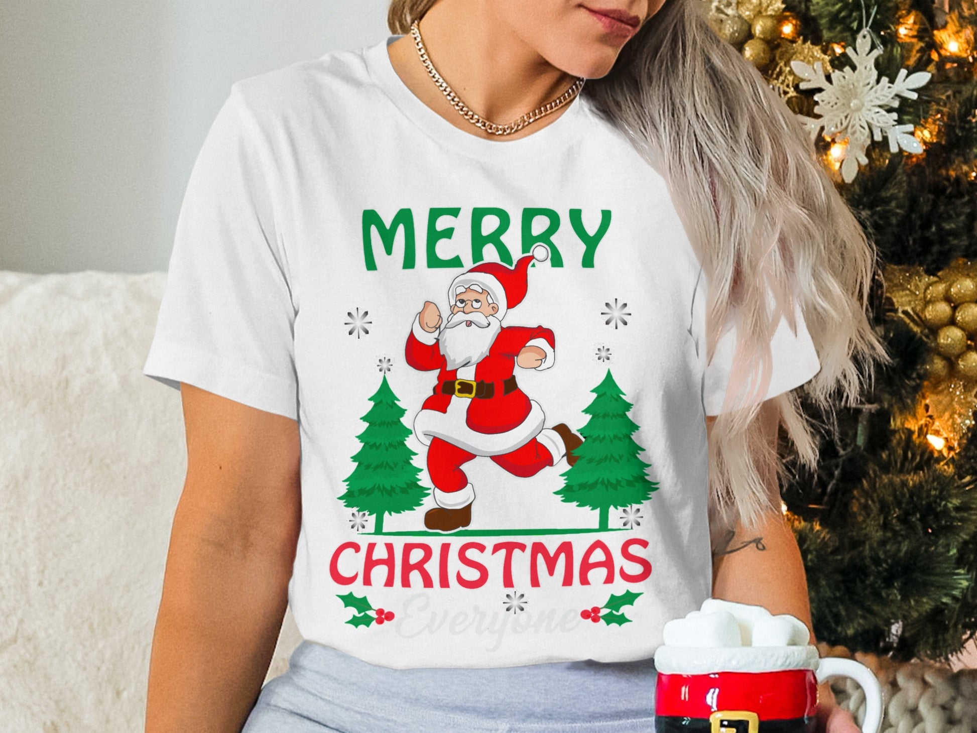 Merry Christmas Santa With Trees T-Shirt