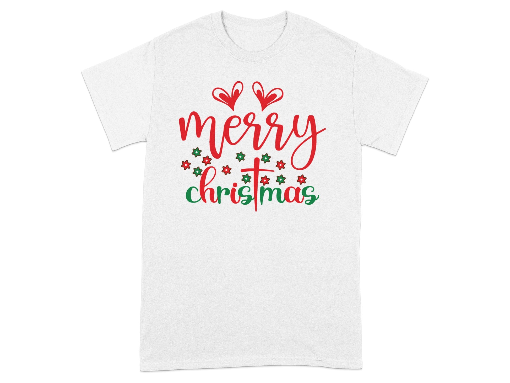 Merry Christmas Hearts and Flowers T-Shirt