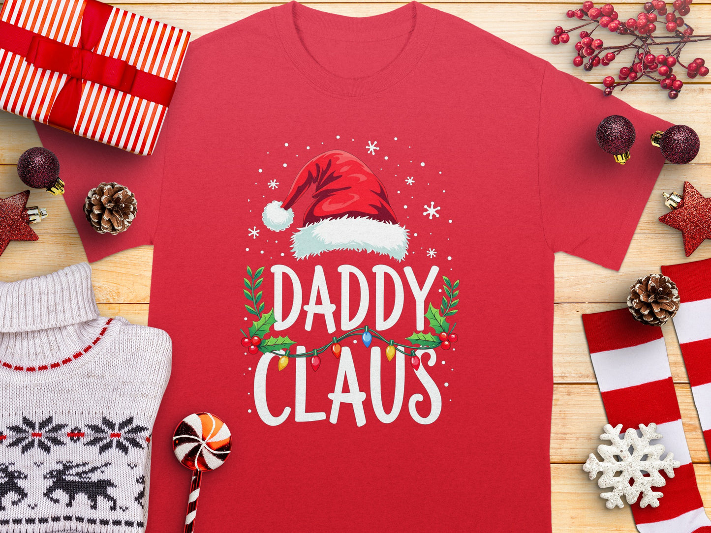 Daddy Claus Santa Hat Merry Christmas T-Shirt