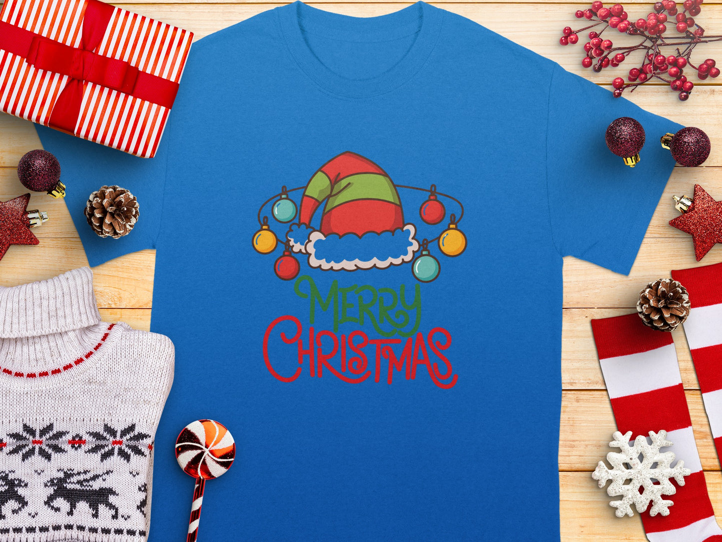 Merry Christmas T-Shirt with Festive Design