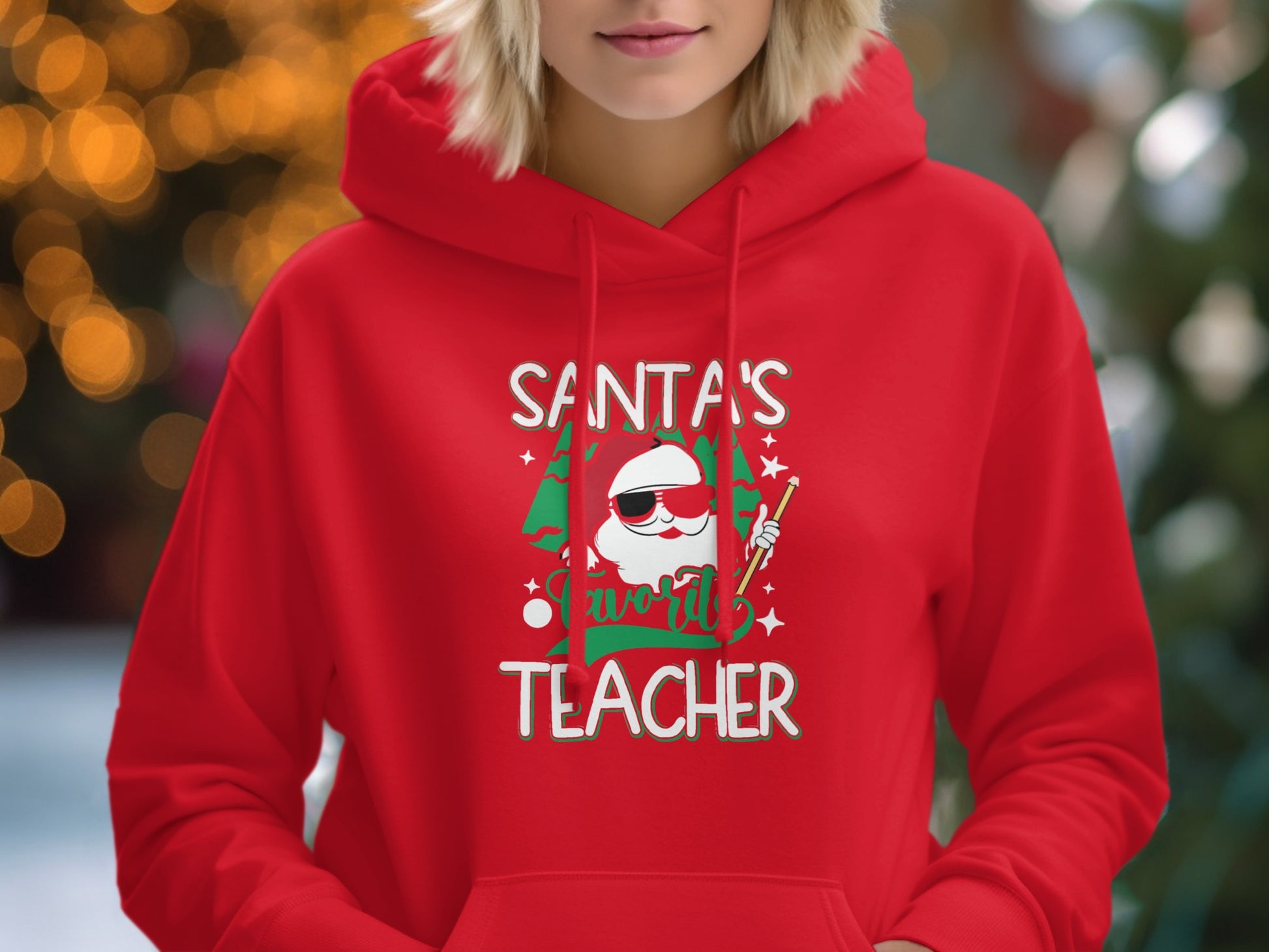 Santa's Favorite Teacher Red Hoodie