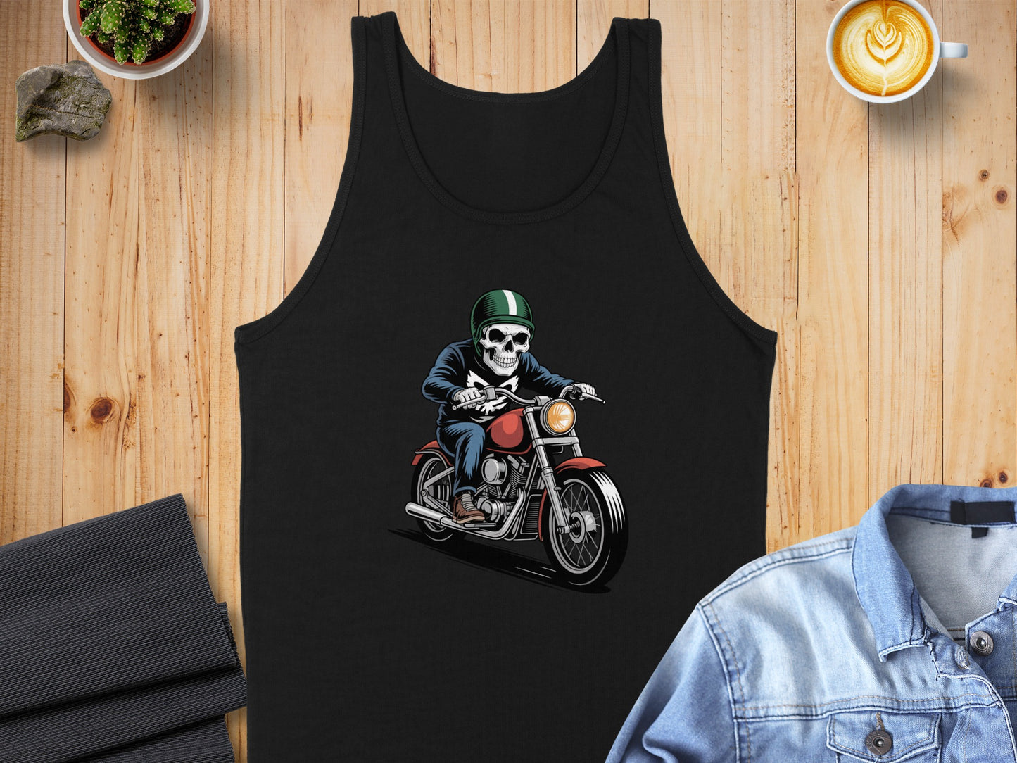 Motorcycle Rider Skeleton Graphic Tank Top