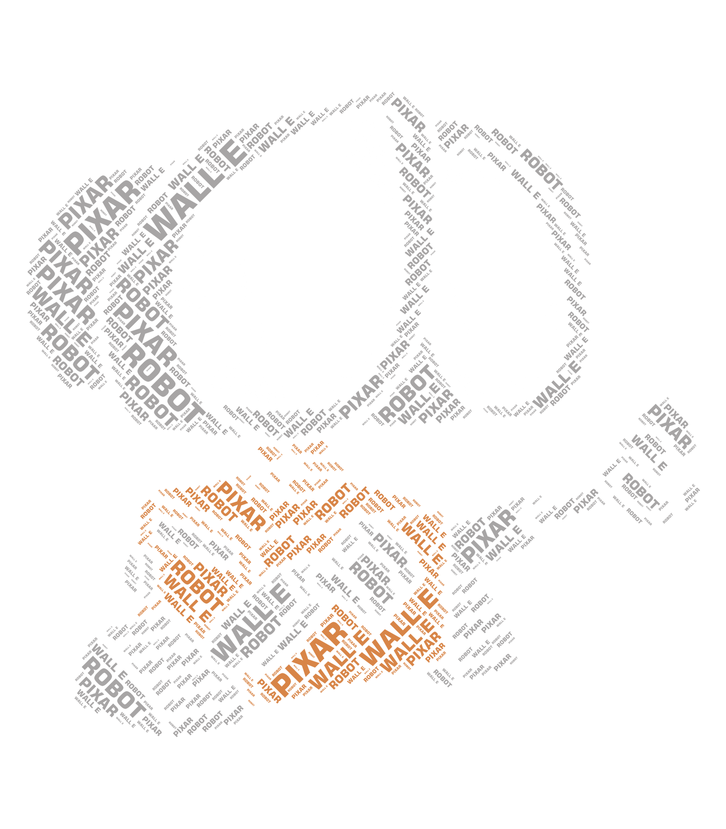 Pixar Wall-E and Robot word art forming the Transformer Autobot logo.