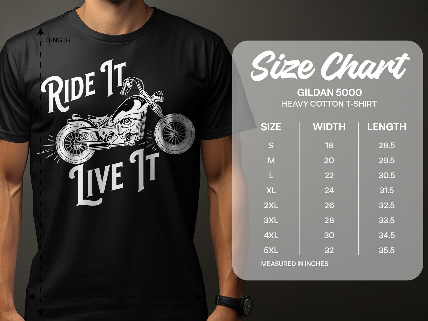 Ride It Live It Motorcycle Design T-Shirt