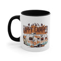 Mug with "Happy Camper" text and retro camper van illustration.