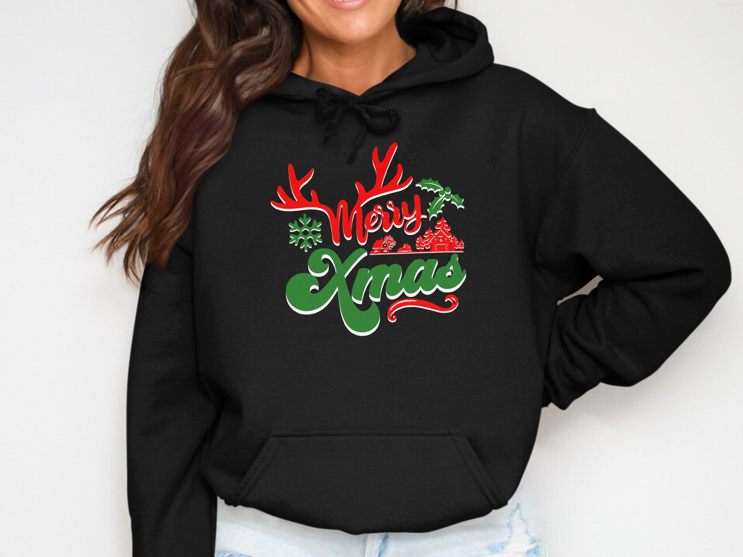 Merry Xmas Hoodie with Festive Holiday Design