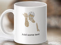 White mug with Salt Bae graphic made of text and "Add some text".