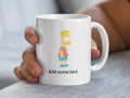 White mug with "Bart Simpson" text art and "Add some text" label.