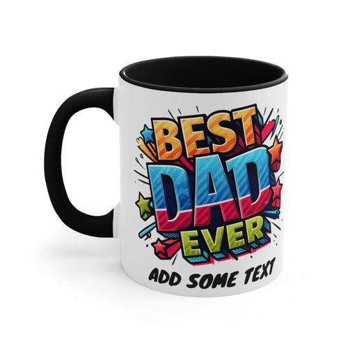 Mug with "BEST DAD EVER" text and colorful starbursts.