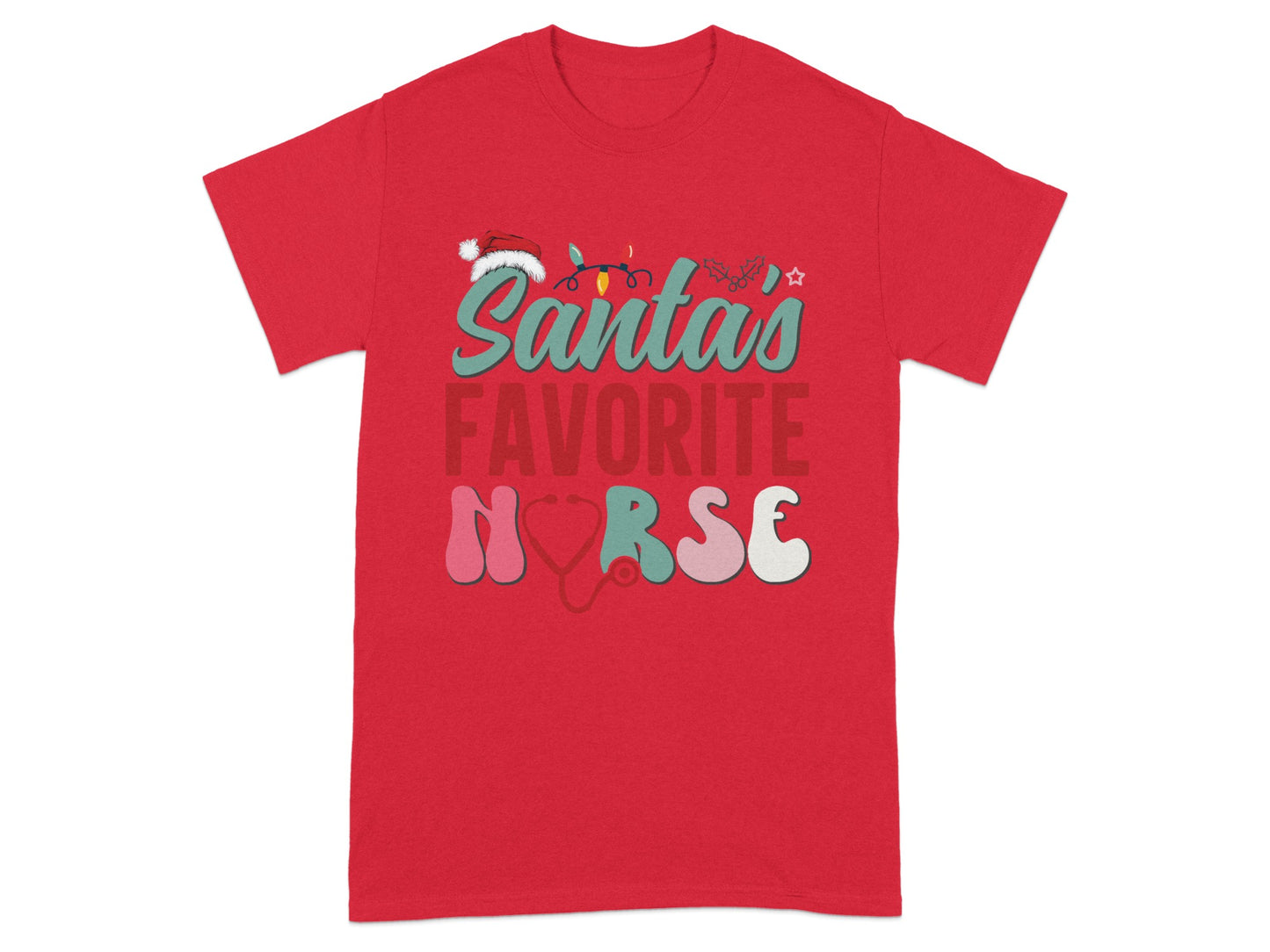Santas Favorite Nurse Christmas Graphic Tee