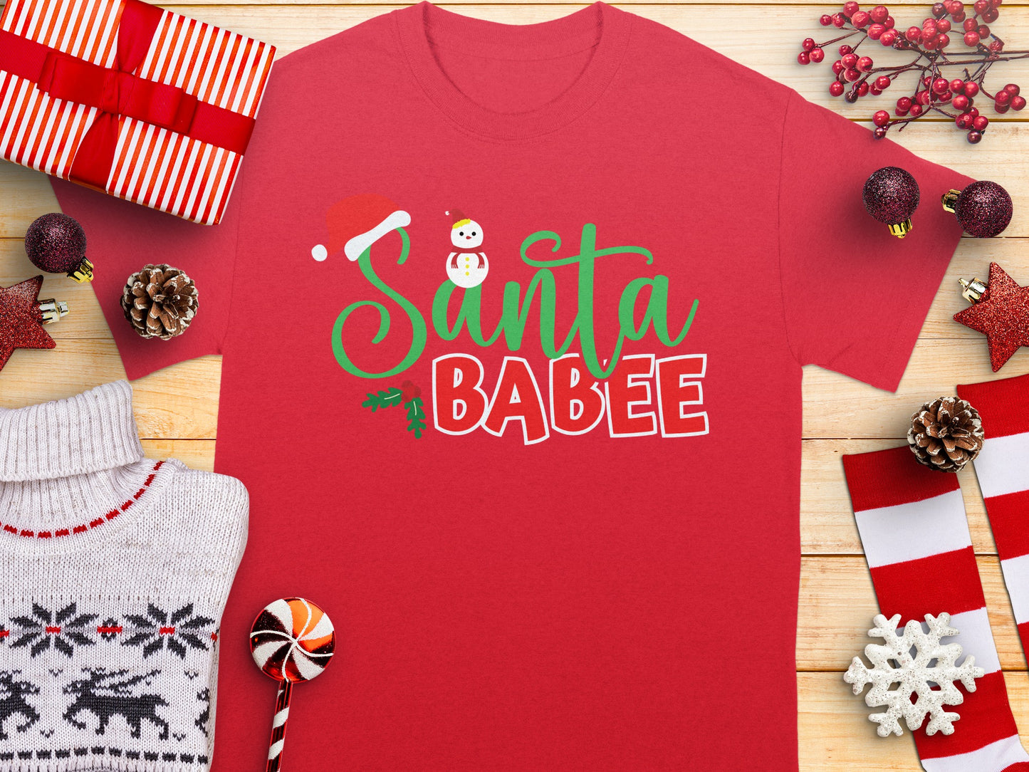 Festive Santa Babee Holiday Graphic T-Shirt
