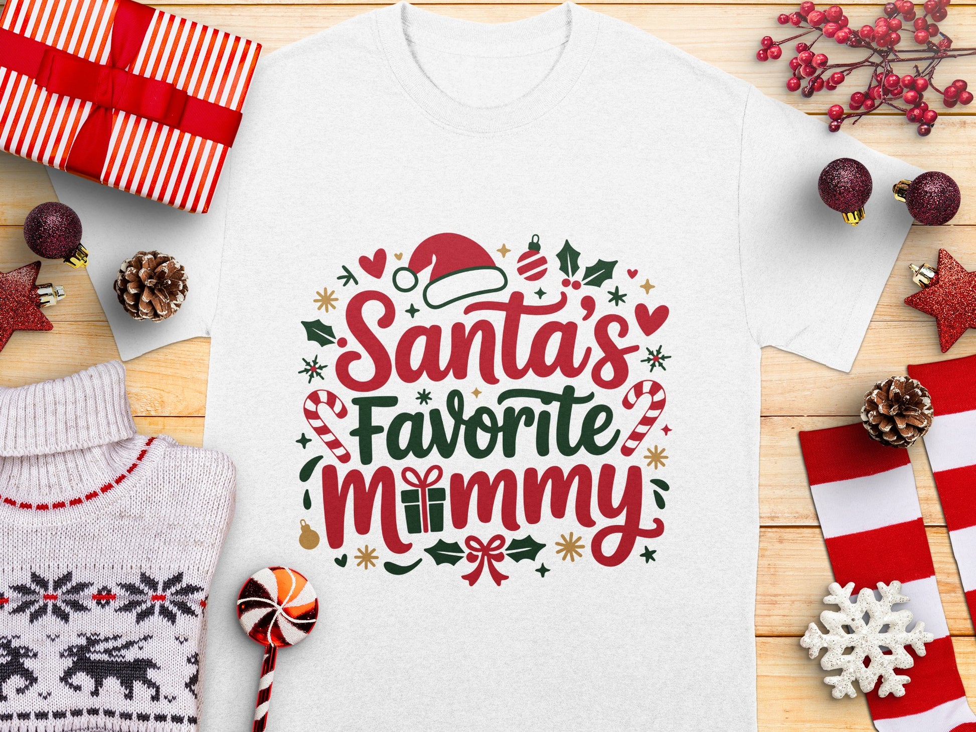 Santa's Favorite Mummy Graphic Shirt Christmas product