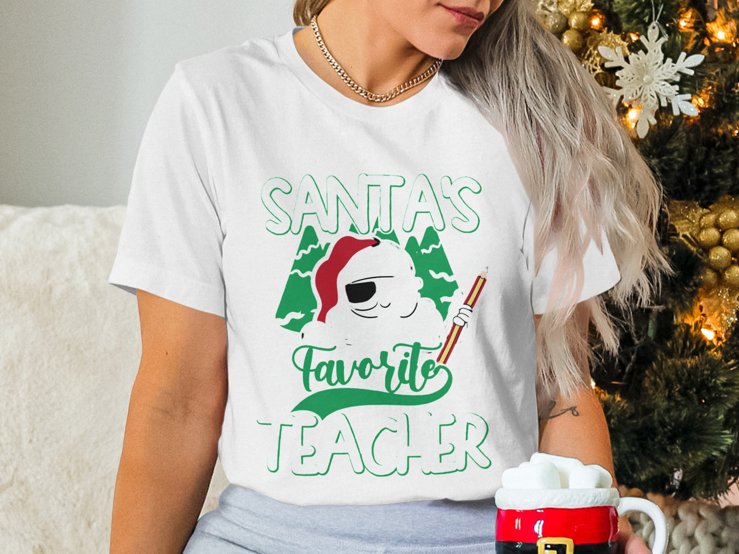 Santa's Favorite Teacher Christmas T-shirt product