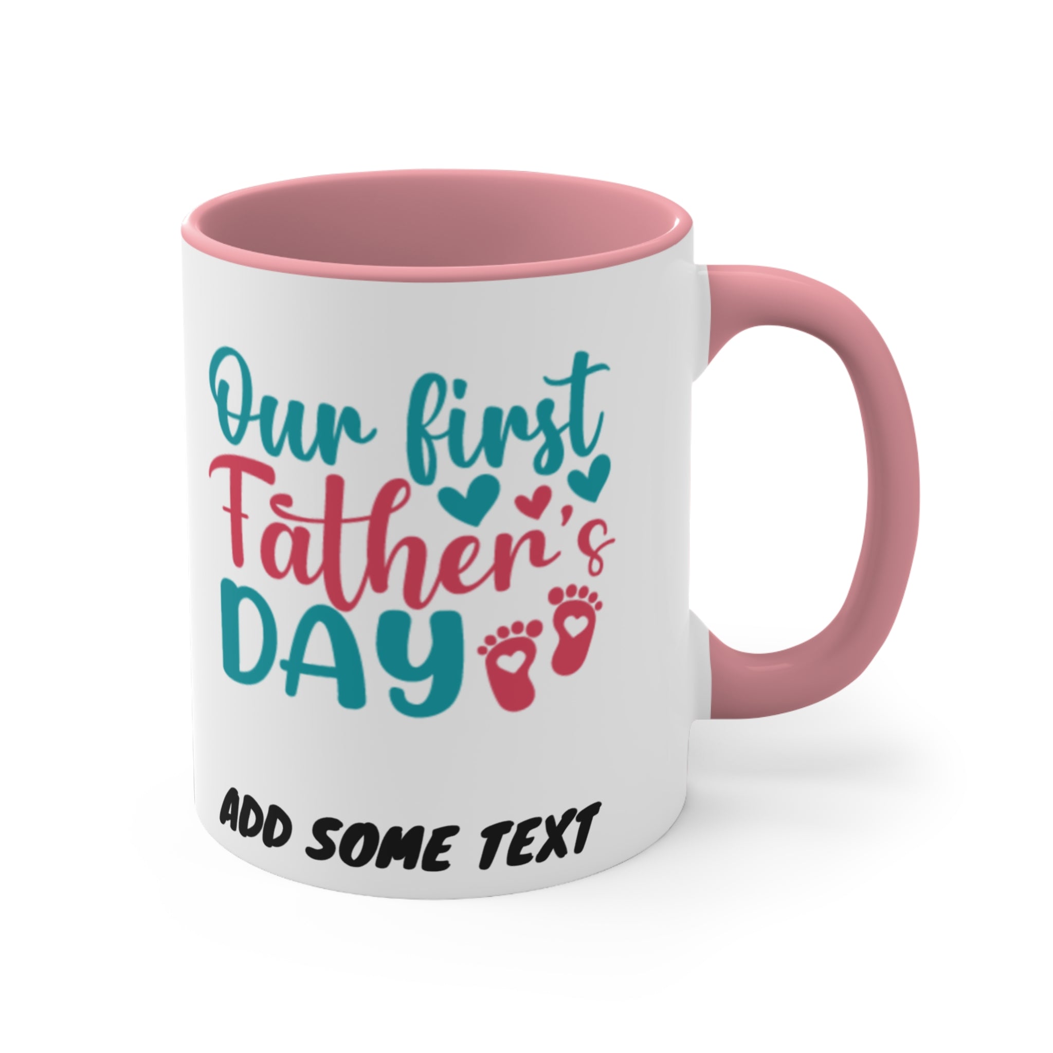 Mug with "Our First Father's Day" and footprints design.